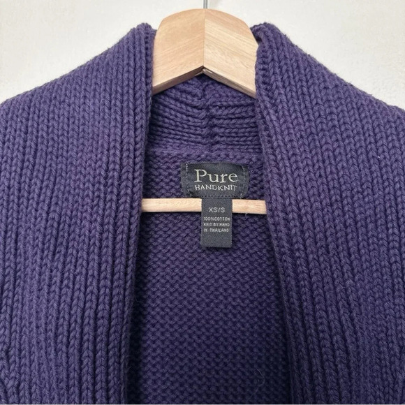 Pure Handknit womens Xsmall/Small Chunky Purple Belt Buckle Cardigan - Picture 10 of 14